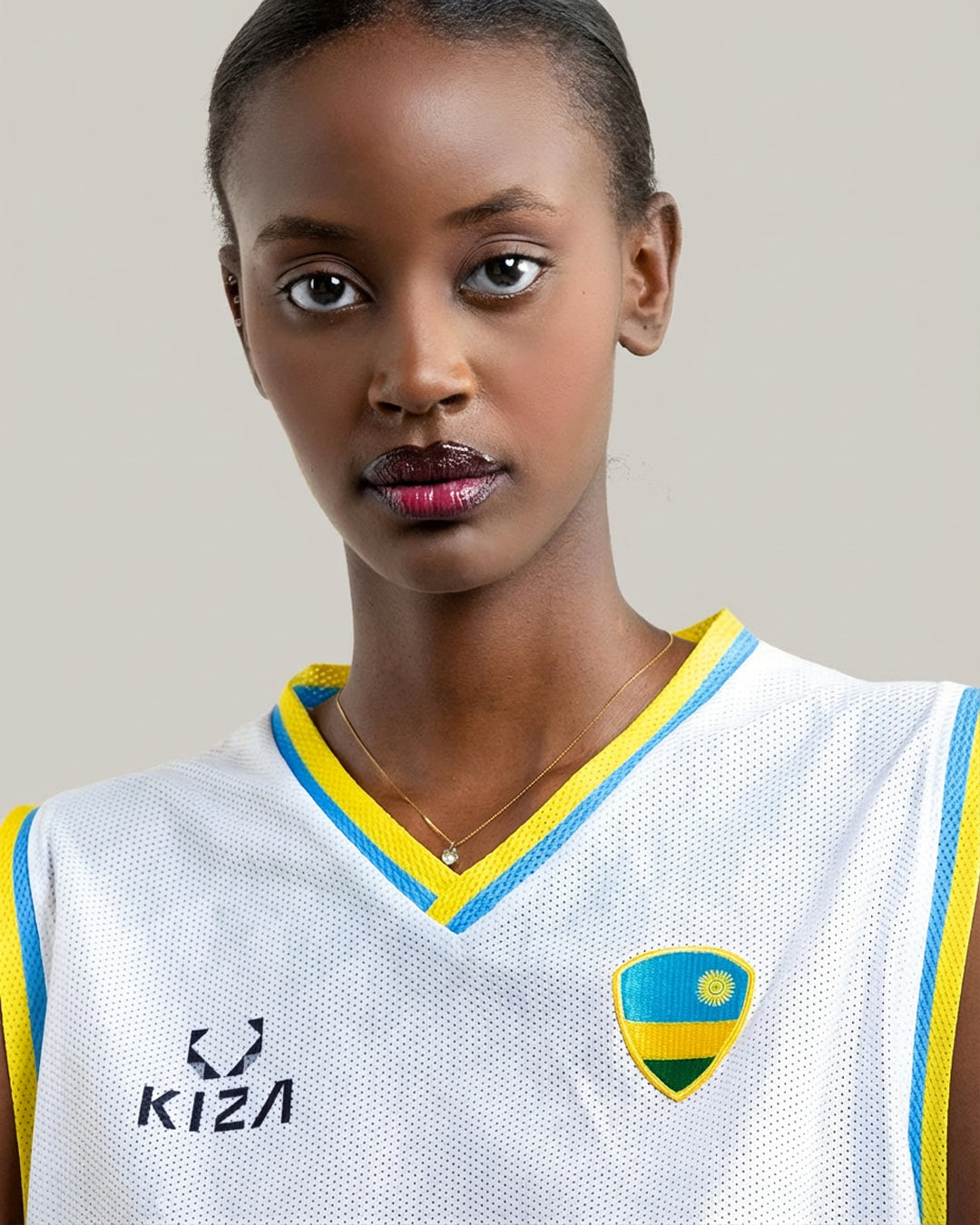 Rwanda white mesh basketball jersey KIZA Season 1