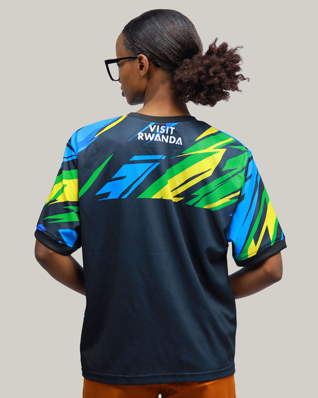 KIZA Flag Colors jersey close-up of Rwanda flag PVC patch on chest